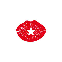 Silhouette lips stars icon logo business vector design template. creative red lips logo design vector concept with flat, modern and simple styles isolated on white background. Sexy lips logo design