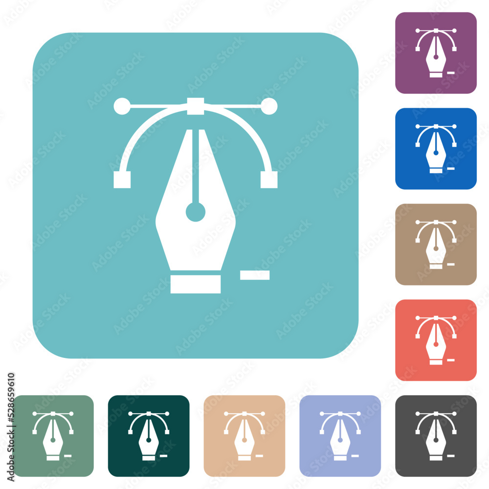 Poster deleting editing point with pen tool rounded square flat icons
