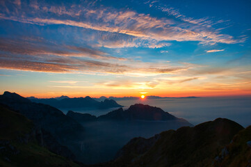 Sunrise from Rifugio dal Piaz, Alta Via 2, Dolomites, Italy