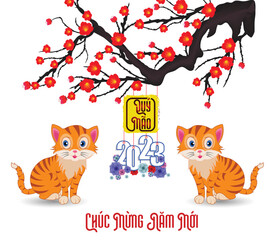 Happy lunar new year 2023, Vietnamese new year, Year of the Cat.
(Translation vietnamese: Happy new year, year of the cat)
