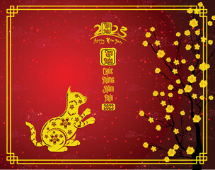 Happy lunar new year 2023, Vietnamese new year, Year of the Cat.
(Translation vietnamese: Happy new year, year of the cat)