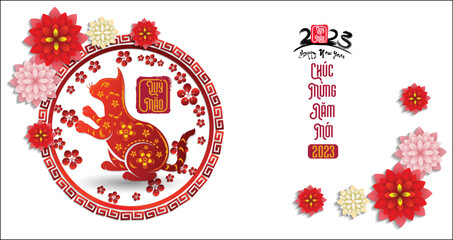 Happy lunar new year 2023, Vietnamese new year, Year of the Cat.
(Translation vietnamese: Happy new year, year of the cat)