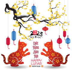 Happy lunar new year 2023, Vietnamese new year, Year of the Cat.
(Translation vietnamese: Happy new year, year of the cat)