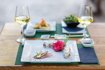 sushi, food, fish, seafood, meal, sashimi, dinner, horizontal, photography, lunch, freshness, rice, chopstick, salmon, raw food, japanese, color image, plate, tuna, japanese food, maki, seaweed, close