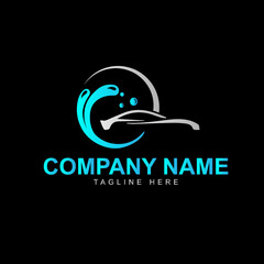 Car wash Simple Logo with an illustration of a car splashed with water