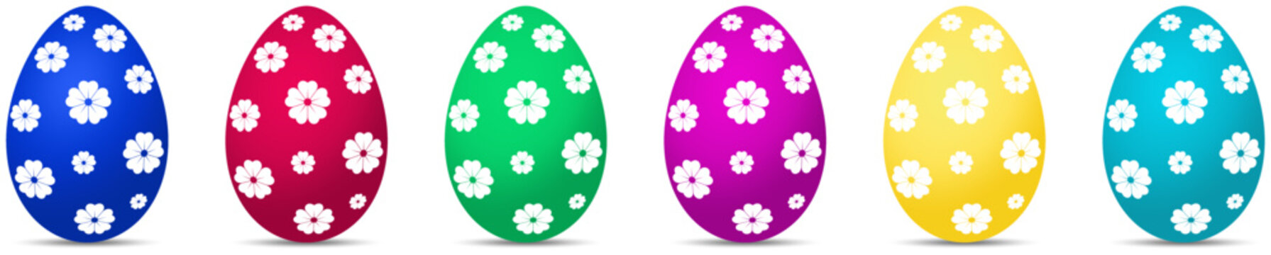 Osterei Vektor Kollektion. Bunte Eier mit Blumen Muster auf einem weißen isolierten Hintergrund.