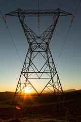 The evening electricity pylon silhouette