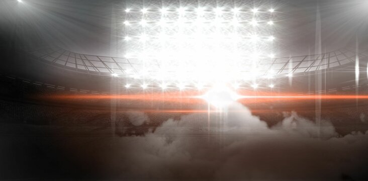 Digital image of illuminated floodlights at stadium
