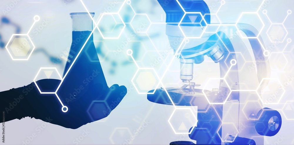 Poster background of scientist working in laboratory