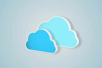 Two blue clouds for cloud computing