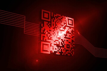 Shiny red barcode on black background