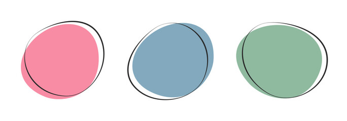 Hand drawn template set for text. Color empty speech bubbles. Vector illustration on white background.