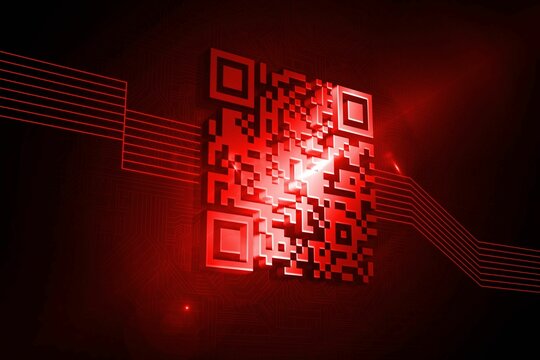 Shiny red barcode on black background