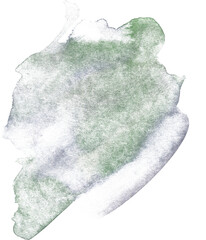 Hand drawn watercolor green shape, stains