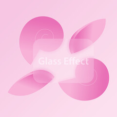 Spiral creative Glassmorphism style new trend 2022. Frosted glass effect. Light pink colours purple, blue on pink backdrop. Curved lines leaf  graphic design. Sale banner. Blurred gradient poster