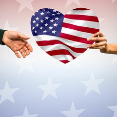 Person holding heart shape American flag 