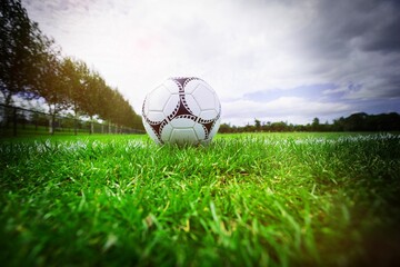 Soccer ball on marking line