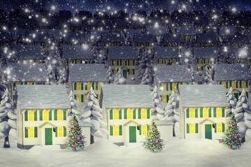 Houses during Christmas in winter