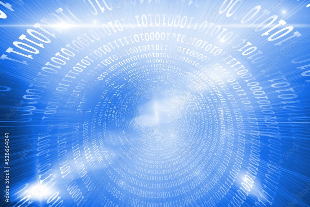 Poster shiny futuristic binary code spiral