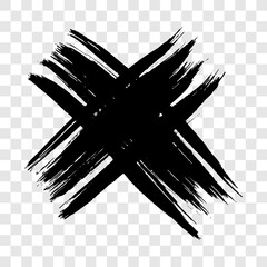 Black Hand drawn cross symbol