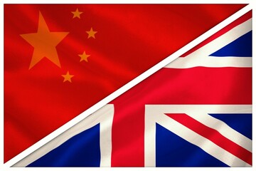 Cut out of Union Jack and Chinese flag