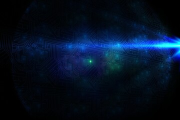 Glowing circuit board on black background