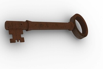 Digitally generated rusty old key