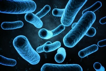 Digital image of blue bacteria