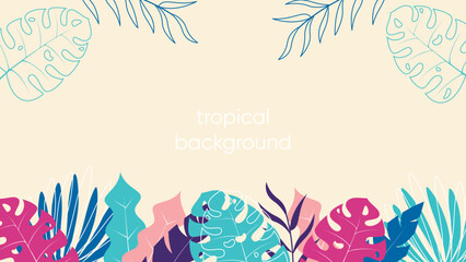 background with palm trees border and copy space