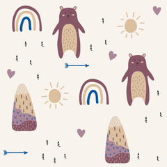 woodland animal seamless pattern