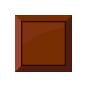 Chocolate bar piece square chunk candy vector icon. Yummy brown dark, bitter, milky choco part isolated on white background. Flat design cartoon style cacao sweet food clip art illustration.