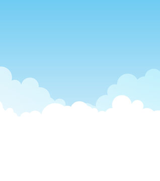 Cartoon cloudscape - Vector beautiful background illustration with cumulus clouds in the sky.
