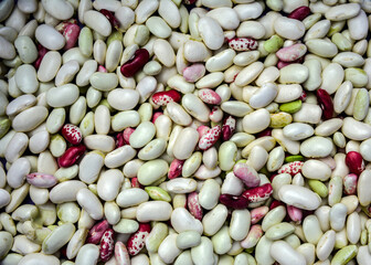 White and red beans .