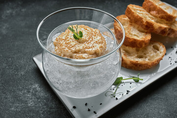 Salted pike caviar, on ice with toast