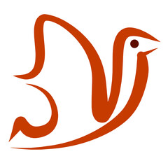 flying bird drawn with several lines on a white background
