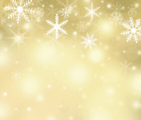 光と雪の結晶ー眩しくキラキラ輝くゴールドの背景イラスト素材