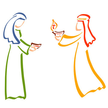 Two of the ten virgins who managed and failed to keep the flame in the lamp, Biblical parable