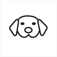 cute black dog head  icon illustration