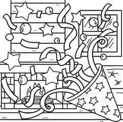 New Year Confetti Coloring Page for Kids