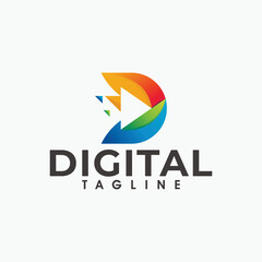 Digital play logo icon vector isolated with colorful and modern concept
