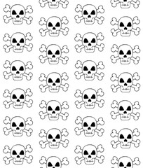 Vector seamless pattern of hand drawn doodle sketch skull with crossed bones isolated on white background