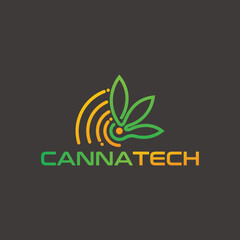 cannabis and technology logo icon vector isolated