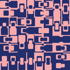 Abstract vector background made with simple geometric shapes. Mid century modern inspired seamless colorful pattern for fabrics, wallpaper, poster design, invitations and business cards.