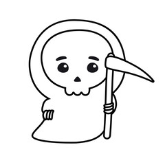 Vector flat kawaii death isolated on white background