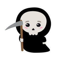 Vector flat kawaii death isolated on white background