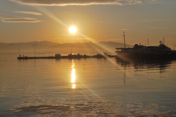 Izmit, Kocaeli, Turkey; 12 December 2011, Sunset in izmit marina.