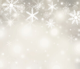 光と雪の結晶ー眩しくキラキラ輝くシルバーの銀世界背景イラスト素材
