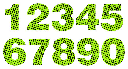 Decorative green halftone numbers from one to nine. Number Set