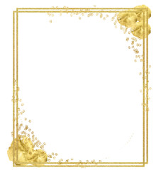 Gold Foil Frame ,gold splatter frames glitter,Gold brush stroke on transparent background.