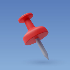 3d Vector Red push pin, Fixing memo task for office.